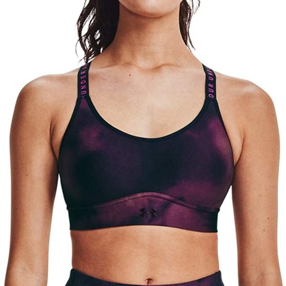 NWT Under Armour Women Infinity Printed Mid Sport Bra Purple Sz XS $45 P121 - Picture 1 of 4